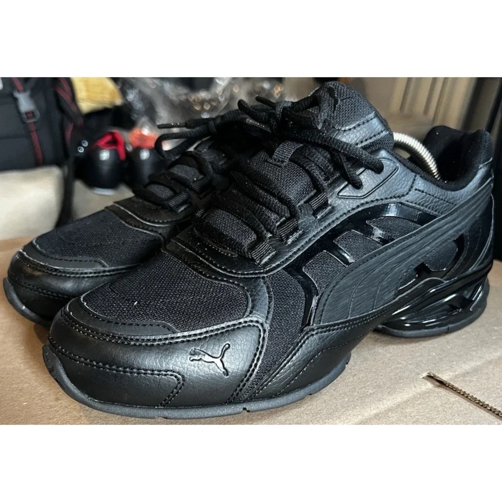 PUMA Respin Men's Size 9.5 Lace Up Triple Black Sneakers Casual Shoes 382724-04
